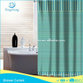 Fabric Polyester Printed Green Stripe Shower Curtain New Design